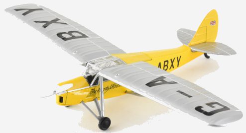 Top view of the 1/72 scale diecast model de Havilland DH 80A Puss Moth, registration G-ABXY, named "The Hearts Content" 1932 - Oxford Diecast 72PM005