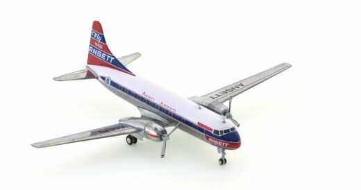 Front starboard side view of Herpa HE559706 - 1/200 scale diecast model Convair CV-340, registration VH-BZD in the livery of Ansett Airways