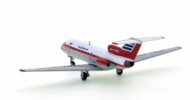 Rear view of Herpa HE559775 - 1/200 scale diecast model of the Yakovlev Yak-40, registration CU-T1221 in the livery of Cubana de Aviacion, circa the 1980s