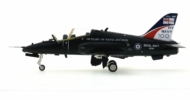 Port side view of Hobby Master HU1002 - 1/48 scale diecast model of the BAe Hawk T.1, s/n XX301 of the Fleet Requirements and Air Direction Unit (FRADU), Royal Naval Air Station Yeovilton, 2009.