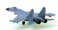 Rear view of Hobby Master HA6402 - 1/72 scale diecast model Shenyang J-15 "Flying Shark", # 120, PLAN, as deployed aboard the aircraft carrier Liaoning during 2017.
