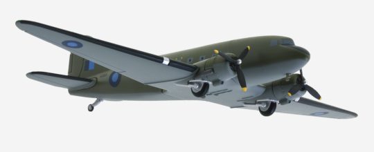 Underside view of Hobby Master HL1311 - 1/200 scale diecast model of the Douglas Dakota Mk.III (C-47A "Skytrain"), s/n KG459, No.194 Sqn, RAF Third Tactical Air Force, Imphal, Burma, March to June 1944.