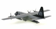 Rear view of the 1/200 scale diecast model Lockheed C-130H Hercules, in the commemorative scheme for the "70th Anniversary" of the 15th Air Transport Wing and 45 years of C-130 Hercules in Belgian service - Herpa HE559843