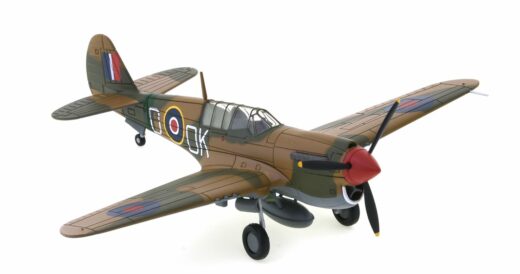 Front starboard view of the Curtiss Kittyhawk Mk.IV (P-40N) 1/72 scale diecast model, s/n FX-835, named 