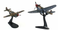 Image of model on display stand, Curtiss Kittyhawk Mk.IV (P-40N) 1/72 scale diecast model, s/n FX-835, named "No Orchids", 450 Sqn, RAAF, Vasto, Italy, early 1944 - Hobby Master HA5508