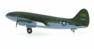 Port side view of the Curtiss C-46F Commando 1/200 scale diecast model, "The Tinker Belle", s/n 44-78774 in a United States Army Air Force (USAAF) colour scheme - AeroClassics AC219754