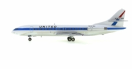 Port side view of the Sud Aviation SE 210 Caravelle VI-R 1/200 scale diecast model, N1019U United Airlines Mainliner livery, circa the 1960s - Inflight IF210UA1218