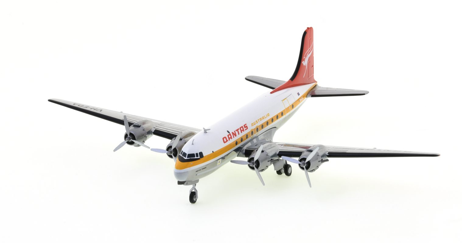 Front port side view of the Douglas DC-4 1/200 scale diecast model, of 