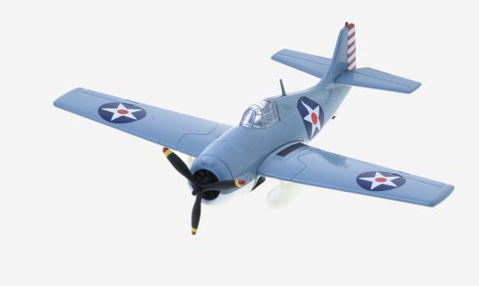 Top View of Postage Stamp Collection PS53512 - 1/87 scale diecast model of the Grumman F4F Wildcat, US Navy, circa 1942.