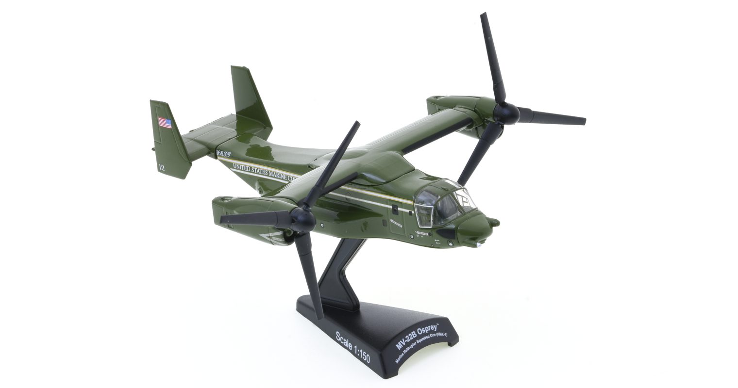 Front starboard side view of the Bell Boeing MV-22B Osprey 1/150 scale diecast model of 
