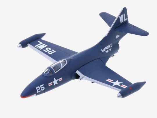 Top view of Postage Stamp Collection PS53932 - 1/96 scale diecast model Grumman F9F-4 Panther, VMF-311, USMC, 1952.