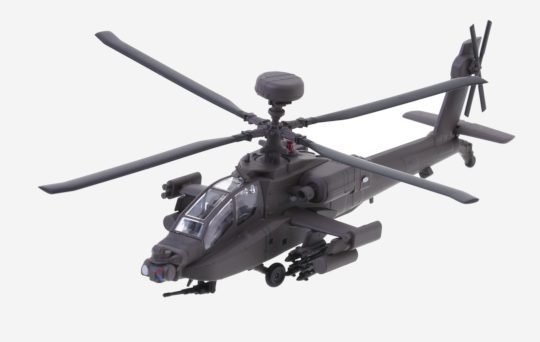 Top view of Postage Stamp Collection PS5600 - 1/100 scale diecast model Boeing AH-64D Apache Longbow,  US Army.