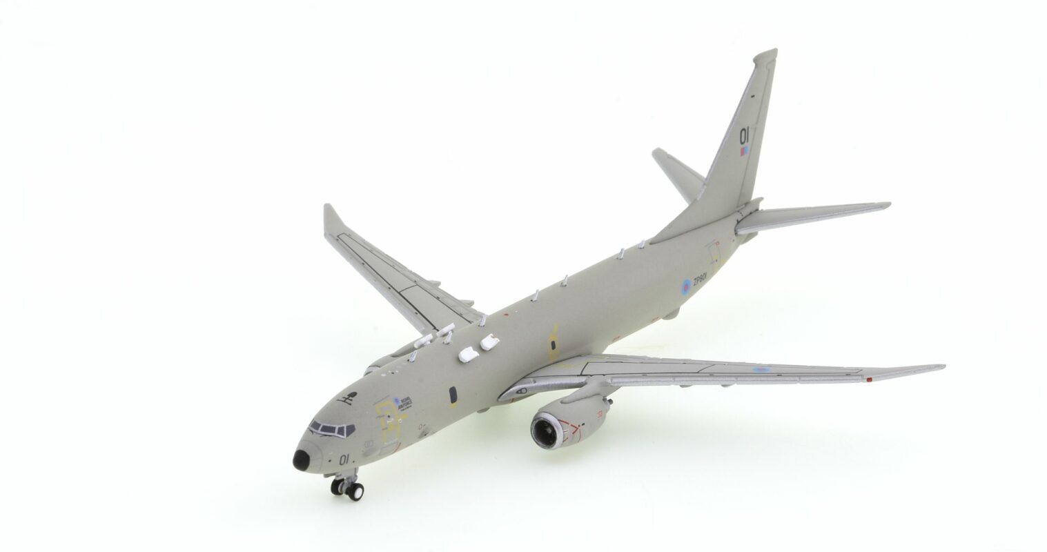 Front port side view of the Boeing Poseidon MRA1, (P-8A) 1/400 scale diecast model named 