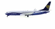 Port side view of the Boeing 737-800 1/200 scale diecast model of registration EI-DCL, in the livery of Ryanair - JFox JF-737-8-020