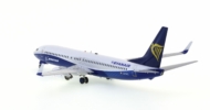 Rear view of the Boeing 737-800 1/200 scale diecast model of registration EI-DCL, in the livery of Ryanair - JFox JF-737-8-020