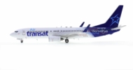 Port side view of the 1/200 scale Boeing 737-800 diecast model of registration C-GTQJ, in the livery of Air Transat - JFox JF-737-8-027