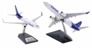 Image showing model on displaystand, Boeing 737-800 1/200 scale diecast model of registration C-GTQJ, in the livery of Air Transat - JFox JF-737-8-027