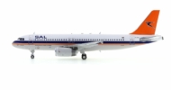 Port side view of 1/200 scale diecast model Airbus A320-200 named "Blue Crane", registration ZS-SHA in South African Airways/Suid-Afrikaanse Lugdiens livery, circa the late 1990s - Inflight200 IIF320SAL0818