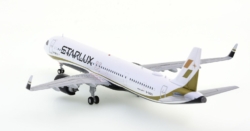 Rear view of the Airbus A321neo 1/200 scale diecast model of registration B-58201 in Starlux Airline's livery. - JC Wings EW221N001
