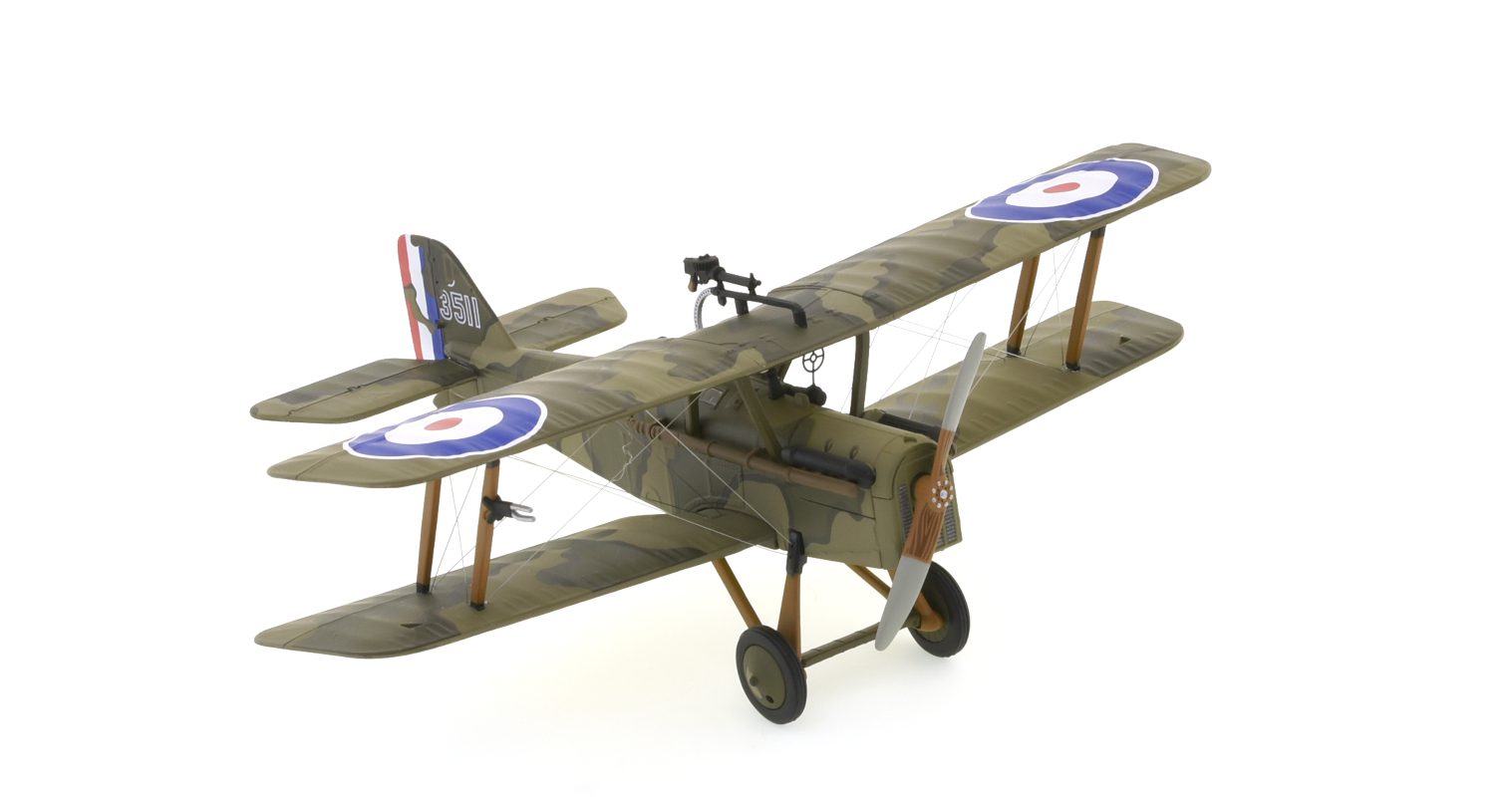 Front starboard side view of the 1/48 scale Royal Aircraft Factory S.E.5a. diecast model as flown by Major Roderic Dallas, CO No.40 Sqn RAF, France, November 1918 - Corgi AA37709