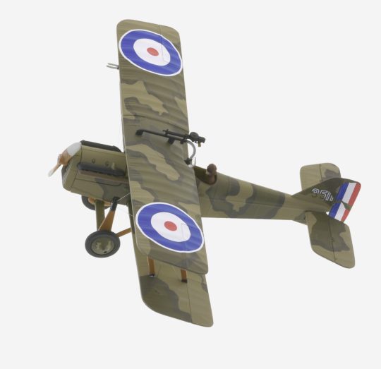 Top view of Corgi AA37709 - 1/48 scale diecast model of the S.E.5a. Flown by Major Roderic Dallas, Commanding Officer, No.40 Squadron Royal Air Force (RAF), France, November 1918