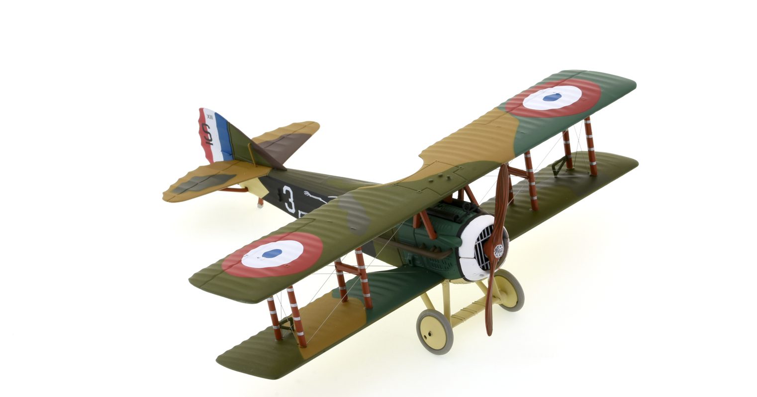 Front starboard side view of the 1/48 scale SPAD S.XIII diecast model of 