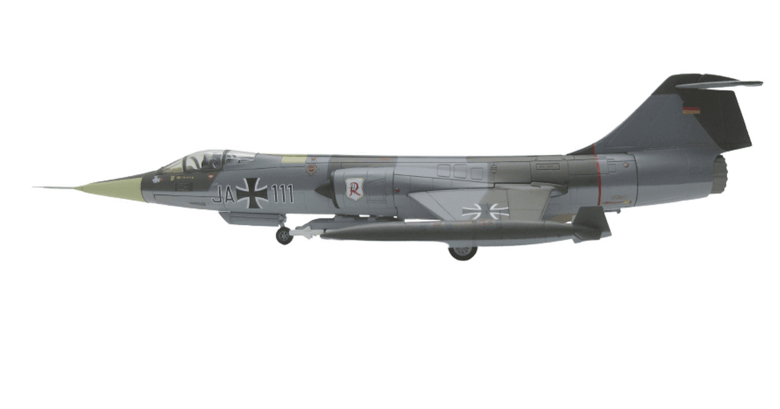 Port side view of the Lockheed F-104G Starfighter 1/72 scale diecast model of 