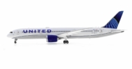 Port side view of the Boeing B787-9 Dreamliner  1/200 scale diecast model registration N24976 in United Airline's new livery - Gemini Jets G2UAL881