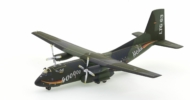 Front port side view of the Transall C-160D 1/200 scale diecast model tactical number 50+72 in the commemorative "400,00 Flight Hours" scheme of LTG63, Luftwaffe, 2019 - Herpa HE570909 