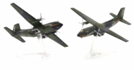 Image of model on display stand, Transall C-160D 1/200 scale diecast model tactical number 50+72 in the commemorative "400,00 Flight Hours" scheme of LTG63, Luftwaffe, 2019 - Herpa HE570909 