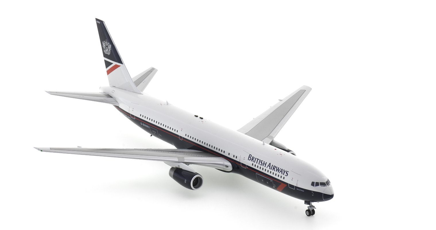 Front starboard side view of the Boeing 767-300ER  1/200 scale diecast model registration G-BNWV in British Airway's livery, circa the late 1990s - ARDBA11 
