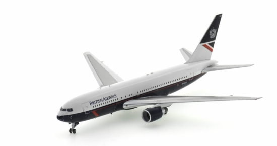 Front port side view of the Boeing 767-300ER 1/200 scale diecast model registration N655US in British Airway's livery, circa the early 1990s - ARDBA12 