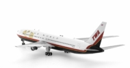 Rear view of the Boeing B767-300ER 1/200 scale diecast model registration N634TW in Trans World Airway's (TWA) livery, circa 2000 - Inflight200 IF763TW1120