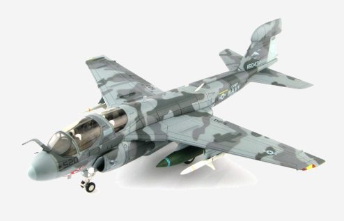 Top view of the 1/72 scale diecast model Northrop Grumman EA-6B Prowler, NL/520 of VAQ-142 "Gray Wolves", Operation Iraqi Freedom, 2006 - Hobby Master HA5010