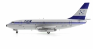 Port side view of EL AVIADOR EAVTNR - 1/200 scale diecast model of the Boeing 737-200 registration HR-TNR, in Tan Airlines's livery, circa the 1980s.