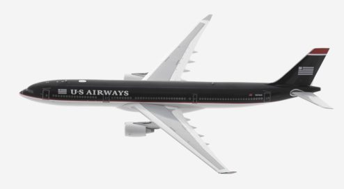 Top view of Inflight200 IF333US0719 - 1/200 scale diecast model of the Airbus A330-300, registration N678US in US Airway's livery.
