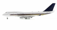 Port side view of JC Wings EW4744005 - Boeing 747-400 1/400 scale diecast model, registration 9V-SMT, in Singapore Airlines's livery with Ansett Australia tittles.
