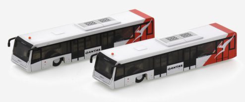 Front port side view of Fantasy Wings AA2002 - 1/200 scale diecast model COBUS 3000 in Qantas Airways colour scheme