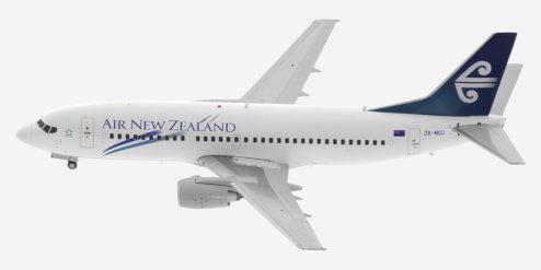 Top view of JC Wings JC2ANZ0075 / XX20075 - 1/200 scale diecast model of the Boeing 737-300 registration ZK-NGD in Air New Zealand's "Pacific Wave" livery Circa the early 2000s.