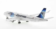 Rear view of JC Wings LH2MSR232 / LH2232 -  Airbus A220-300 1/200 scale diecast model, registration SU-GEY in Egyptair livery.