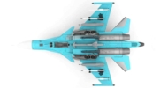 Underside view of Hobby Master HA6302A - 1/72 scale diecast model of the Sukhoi Su-34 s/n RF-95002, Bort # "Red 21", VVS, Syria, 2015