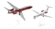 Image of model on display stand, Herpa Wings HE571203 - 1/200 scale diecast model Fokker 100 (F28 Mark 0100), registration D-AGPK, in Air Berlin's livery.
