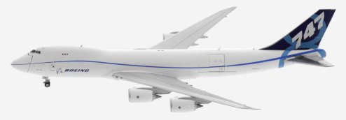Top view of JC Wings LH4BOE169 / LH4169C- 1/400 scale diecast model of the Boeing 747-8F, registration N50217 in Boeing's blue house colours.