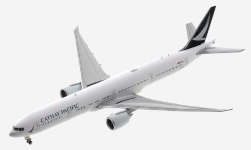 Top view of BT400-777-3-002 - 1/200 scale diecast model B777-300ER of registration B-KQQ in Cathay Pacific's livery.