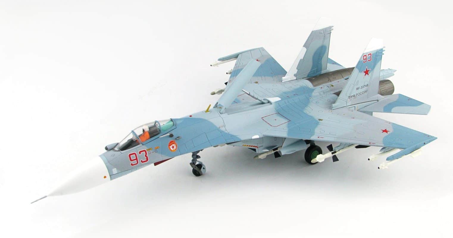 Front port side view of Hobby Master HA6006 - 1/72 scale diecast model Sukhoi Su-27P (NATO reporting name: Flanker B), s/n RF-33749, bort # 