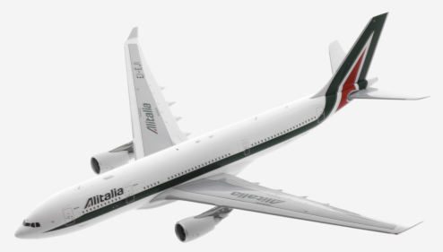 Top view of IF332AZA0519 - 1/200 scale diecast model Airbus A330-200  of registration EI-EJI in Alitalia's livery