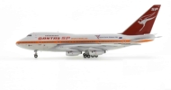 Port side view view of the 1/400 scale diecast model B747SP registration VK-EAB, in Qantas livery with “Official Carrier Brisbane 1982” Commonwealth Games titles, 1982.