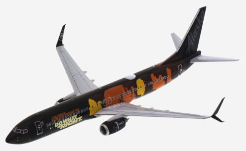 Top view of Gemini Jets G2ASA1016 - 1/200 scale diecast model of the B737-900ER registration N492AS in Alaska Airline's "Our Commitment" livery