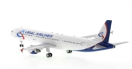 Rear view of AviaBoss A2052 - 1/200 scale diecast model Airbus A321-200, registration VQ-BOZ in Ural Airlines livery.