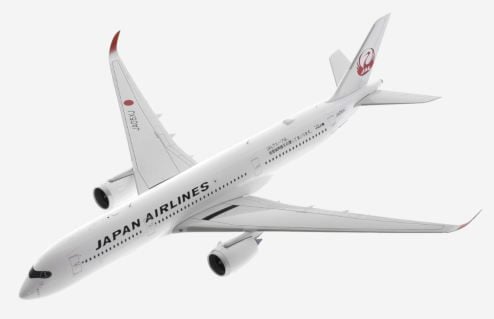 Top view of Inflight200 B-JAL-A359-05 - 1/200 scale diecast model A350-900 of registration JA05XJ in Japan Airlines livery